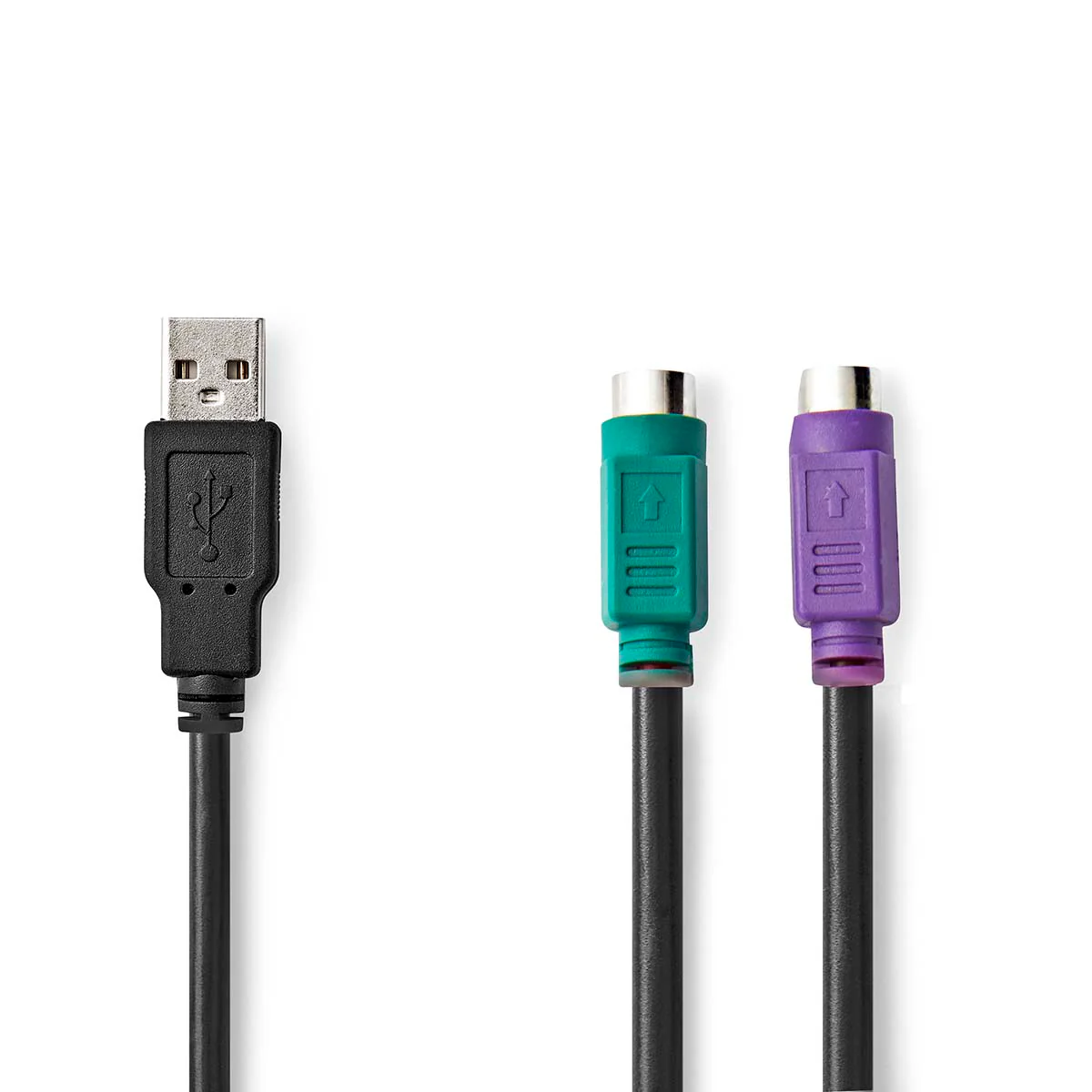 2-in-1-Kabel USB 2.0 - USB-A Male - 2x PS/2 Female