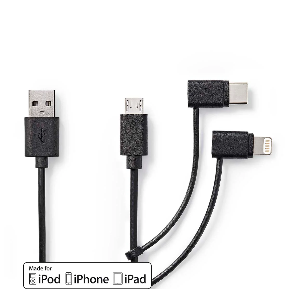 3-in-1-Kabel USB 2.0 - USB-A Male - Apple Lightning 8-Pins / USB Micro-B Male / USB-C™ Male - Image 3