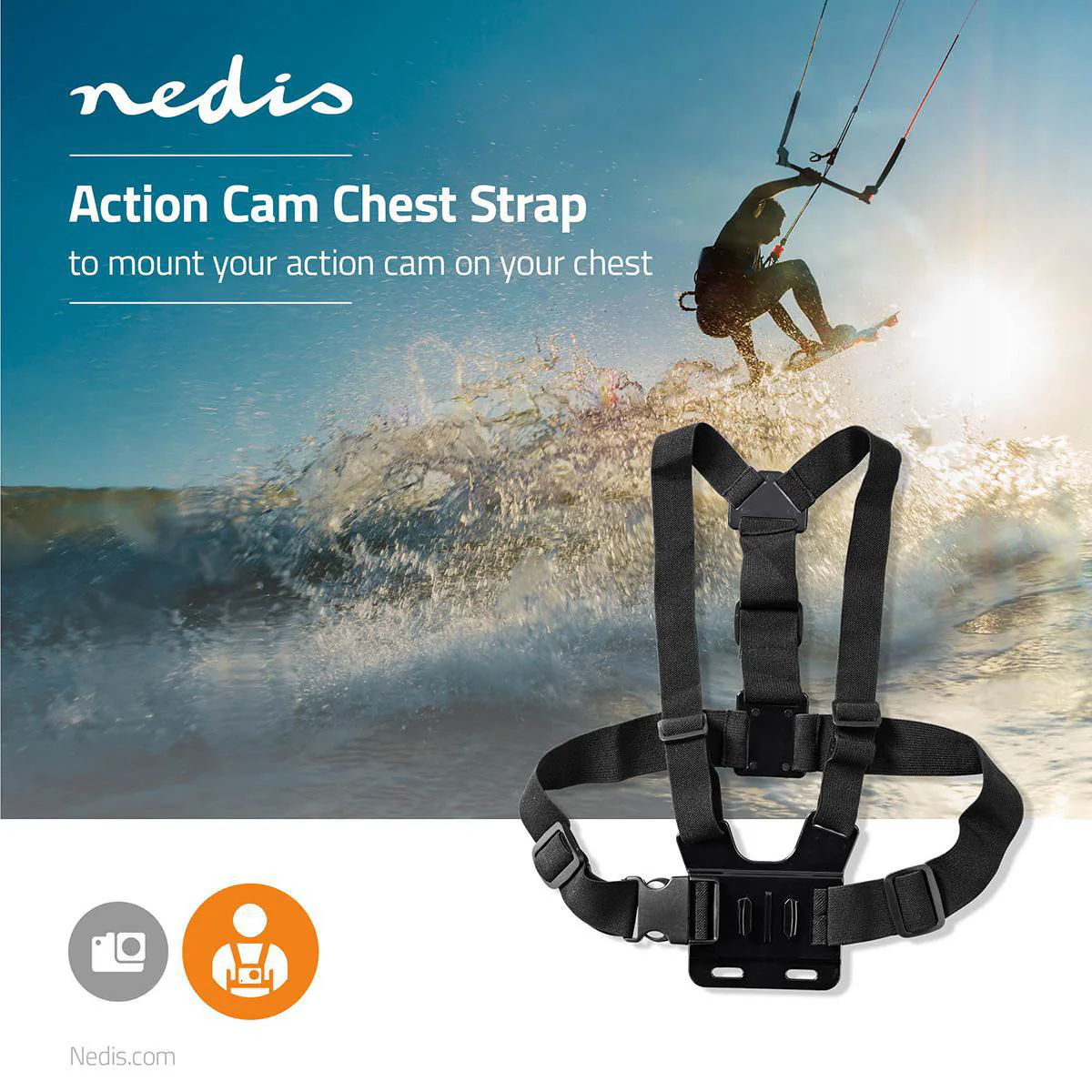Action Cam Mount Borstband - Zwart - Image 2