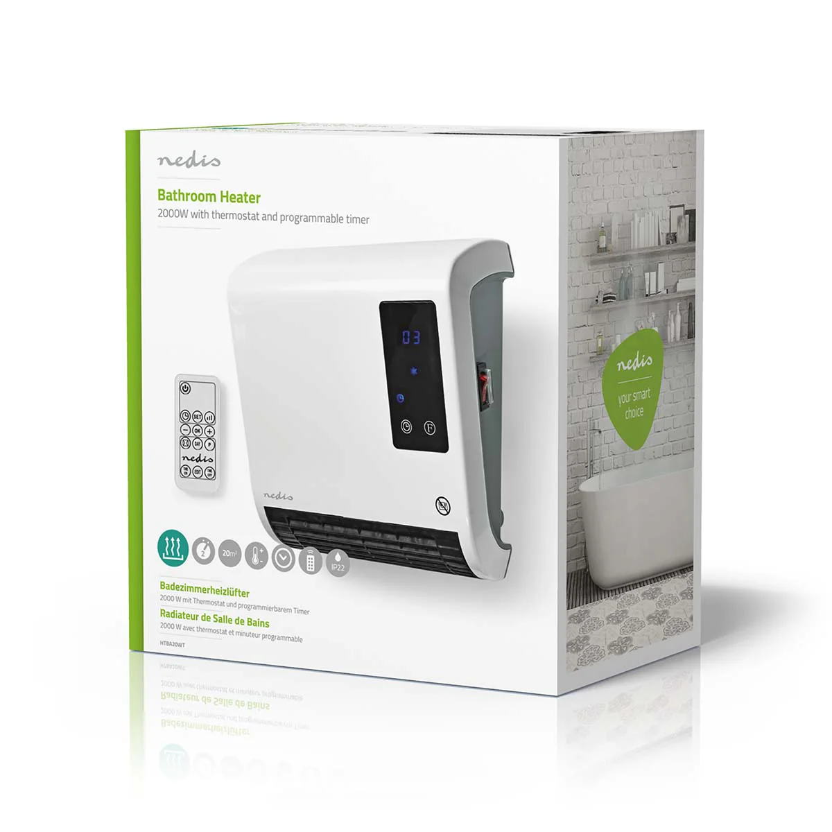 Badkamer verwarming 2000W - Instelbare thermostaat - 2 Verwarmingsmodi - Image 8