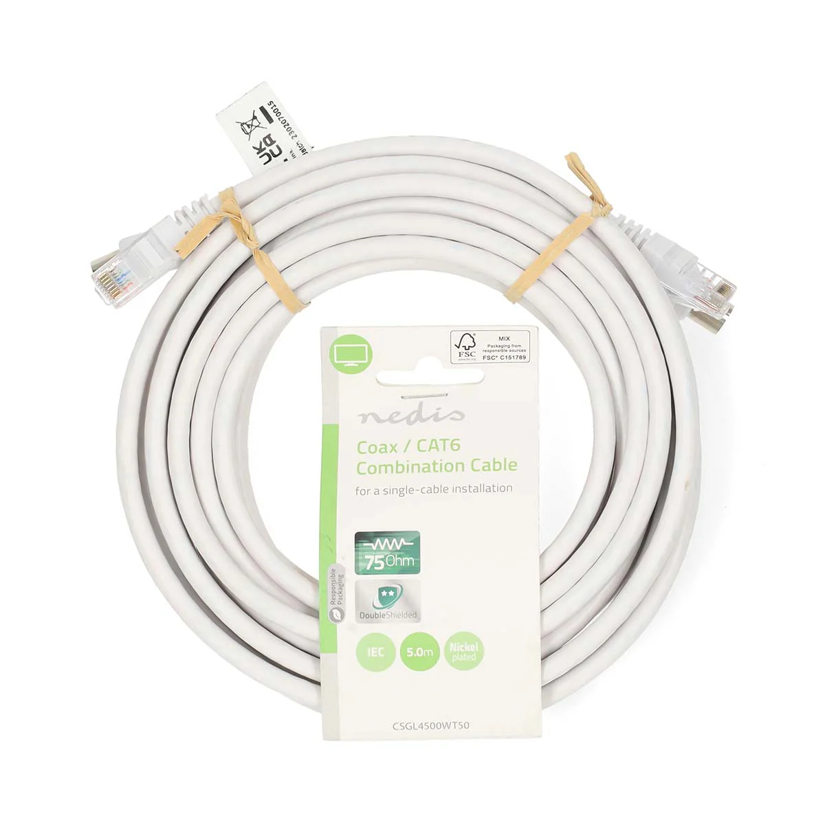 Coax- en CAT6-Combikabel IEC (Coax) Male / RJ45 Male - IEC (Coax) Female / RJ45 Male - Vernikkeld - Image 6