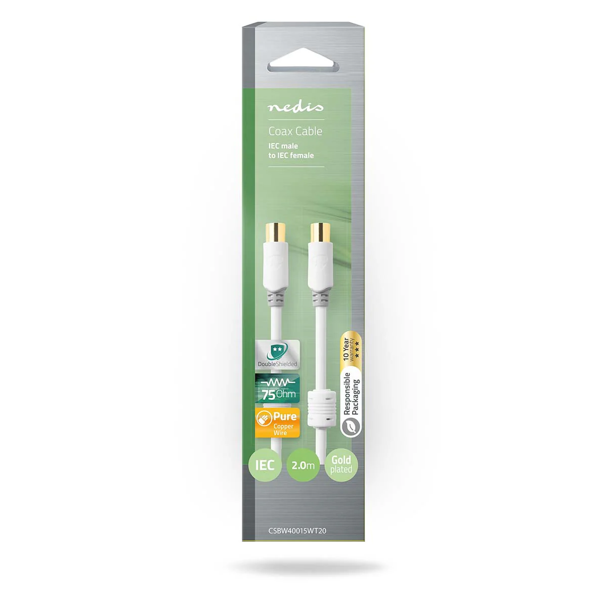 Coaxkabel IEC (Coax) Male - IEC (Coax) Female - Verguld - Image 3