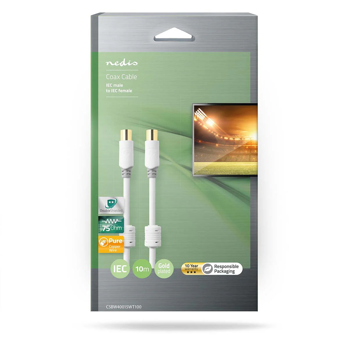 Coaxkabel IEC (Coax) Male - IEC (Coax) Female - Verguld - Image 8
