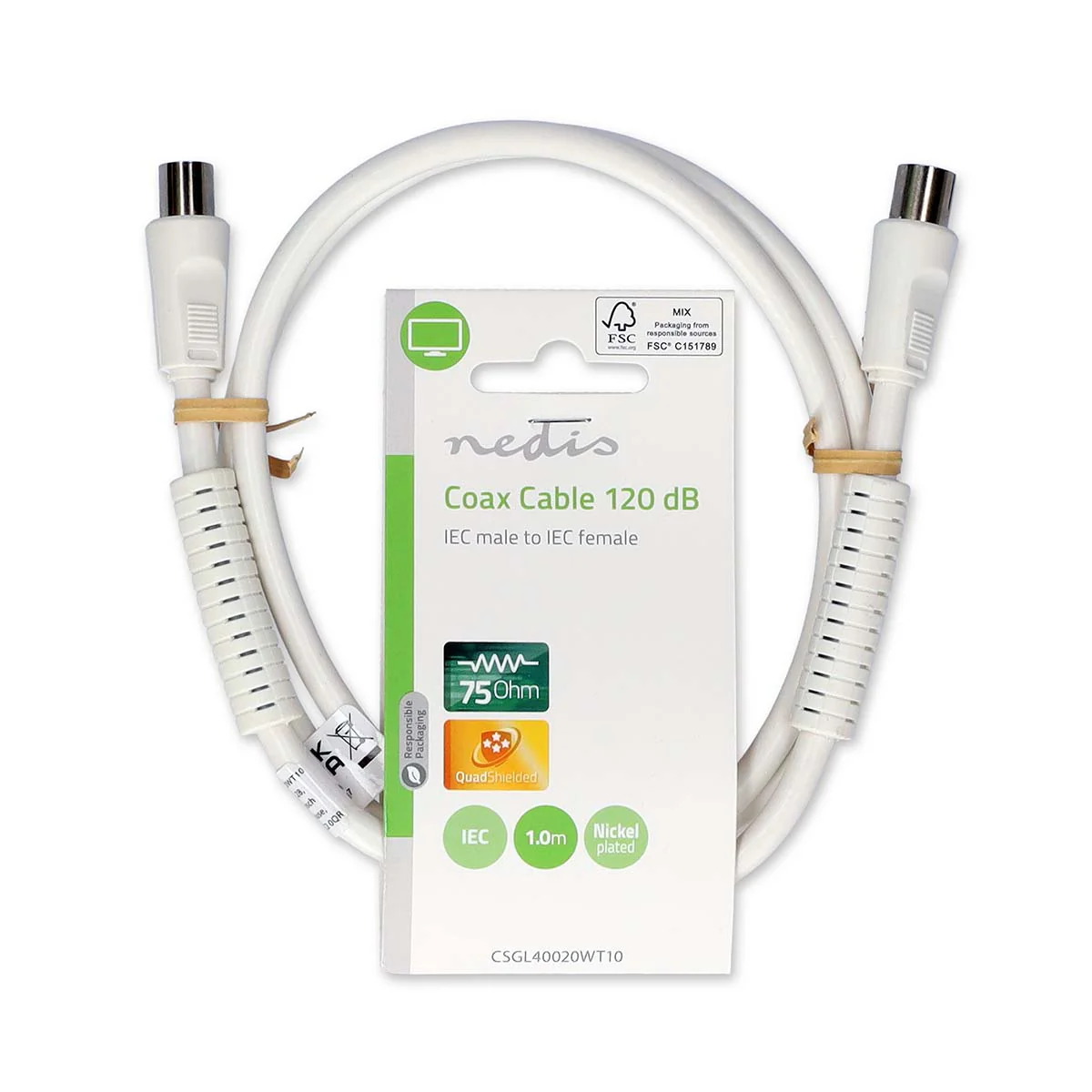 Coaxkabel IEC (Coax) Male - IEC (Coax) Female - Vernikkeld - Image 3