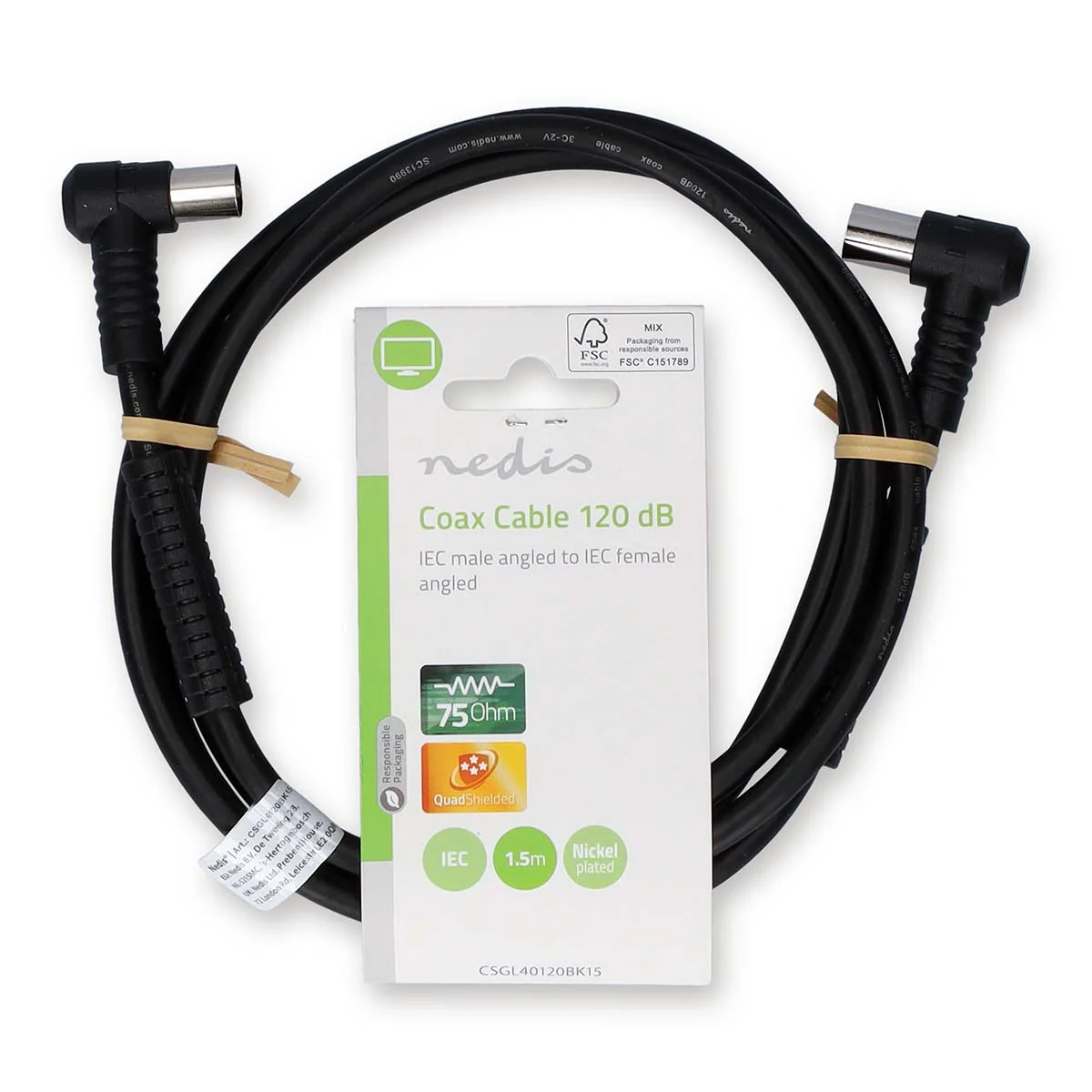 Coaxkabel IEC (Coax) Male - IEC (Coax) Female - Vernikkeld - Image 3