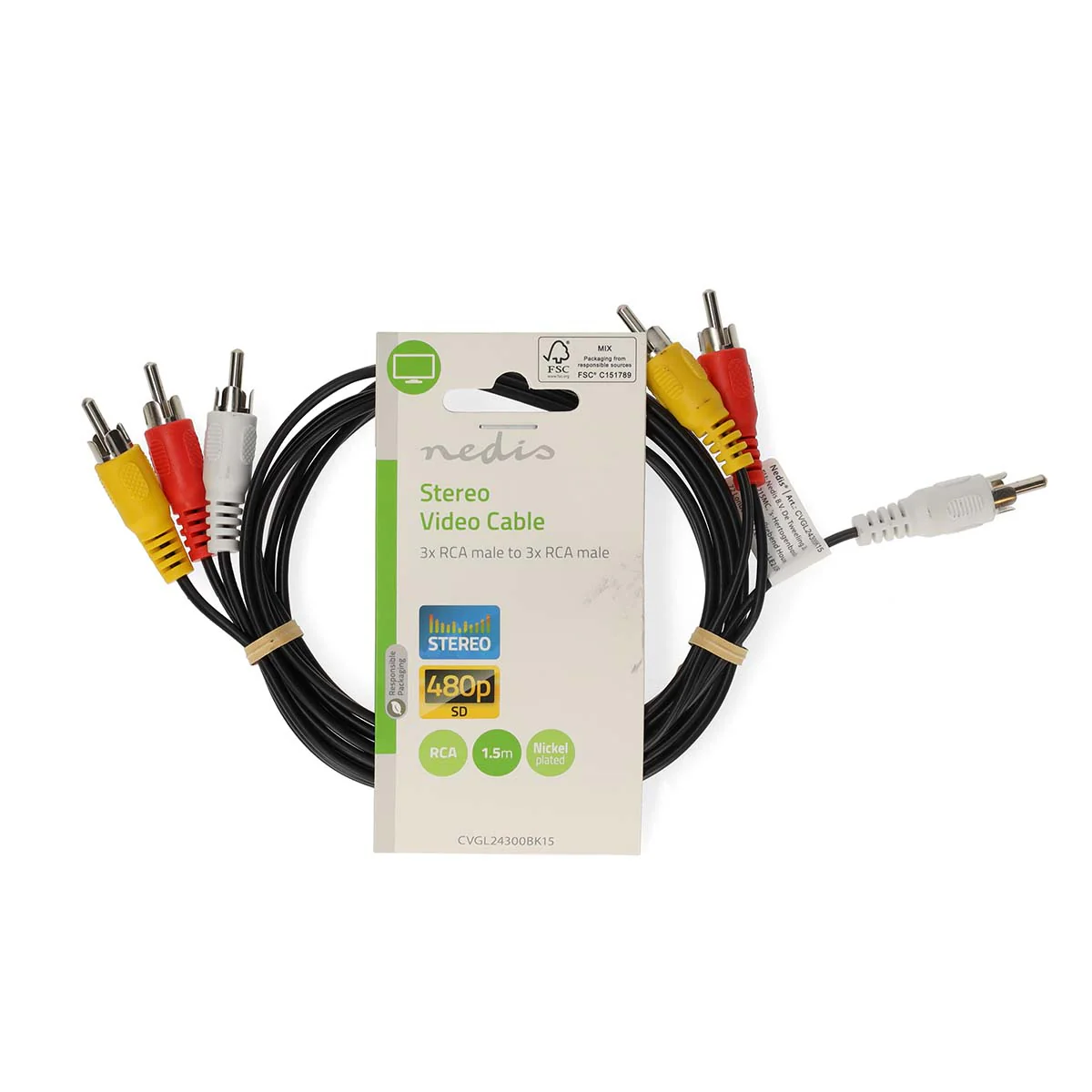 Composiet Videokabel 3x RCA Male - 3x RCA Male - Vernikkeld - Image 3