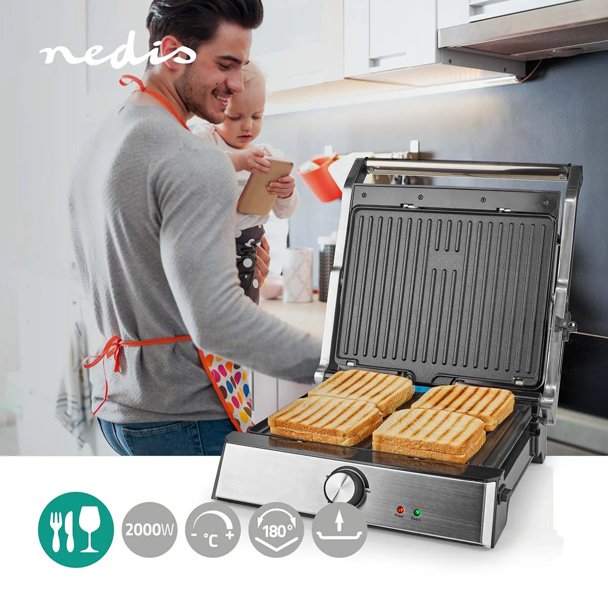 Contact Grill 2000W - 29 x 23 cm - Regelbare temperatuur - Image 7