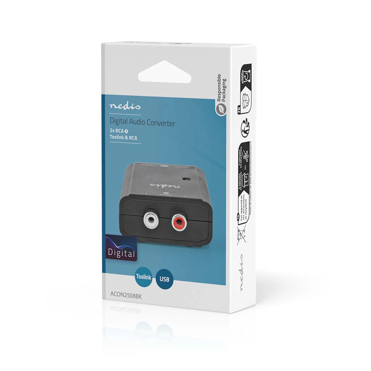 Digitale Audioconverter 1-weg - Ingangen audio / video / data: 2x RCA Male - Uitgangen audio / video / data: 1x S/PDIF (RCA) Female / 1x TosLink Female - Image 10