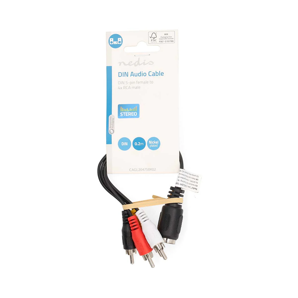 DIN-Audiokabel DIN 5-Pins Female - 4x RCA Male - Vernikkeld - Image 3