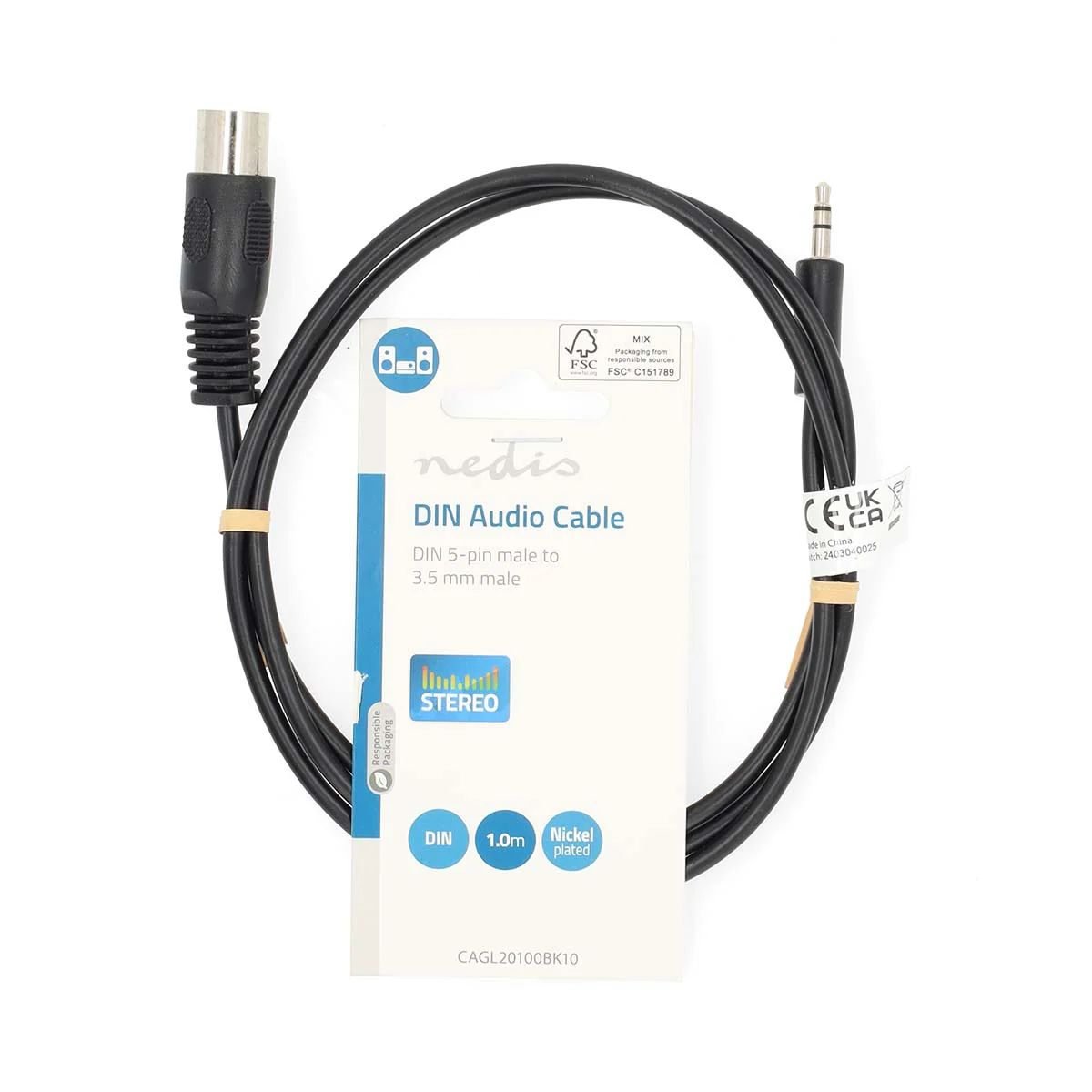 DIN-Audiokabel DIN 5-Pins Male - 3,5 mm Male - Vernikkeld - Image 3