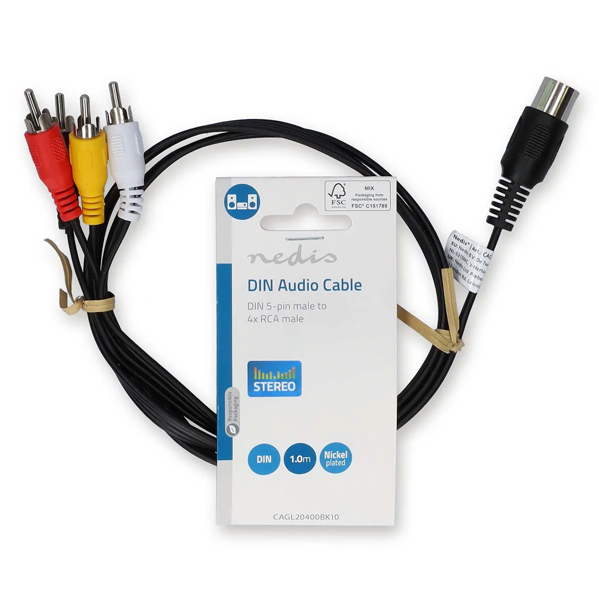 DIN-Audiokabel DIN 5-Pins Male - 4x RCA Male - Vernikkeld - Image 3