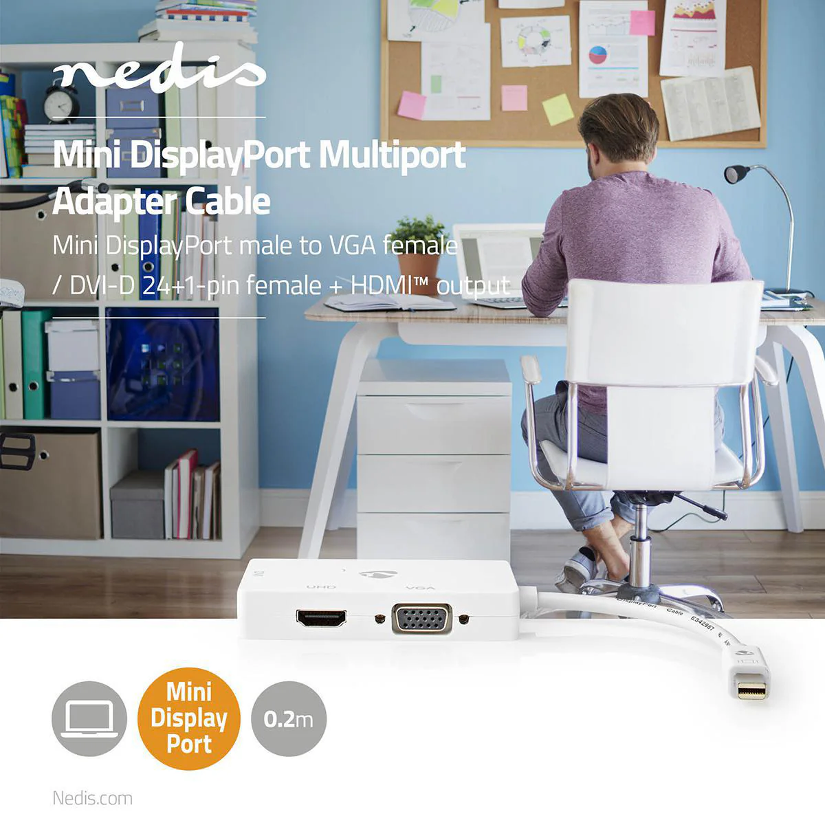 DisplayPort-Adapter Mini-DisplayPort Male - DVI-D 24+1-Pins Female / HDMI™ Output / VGA Female 15p - 4K@60Hz - Image 7