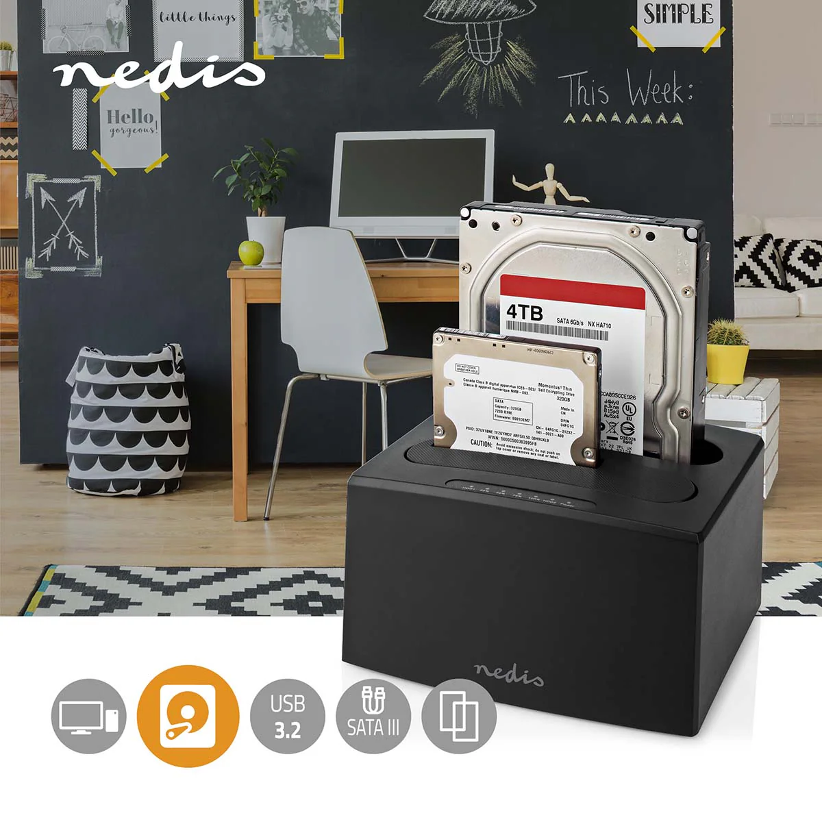 Docking Station voor Harde Schijf USB 3.2 Gen1 - USB Type-A - 2 Schijven - Image 7