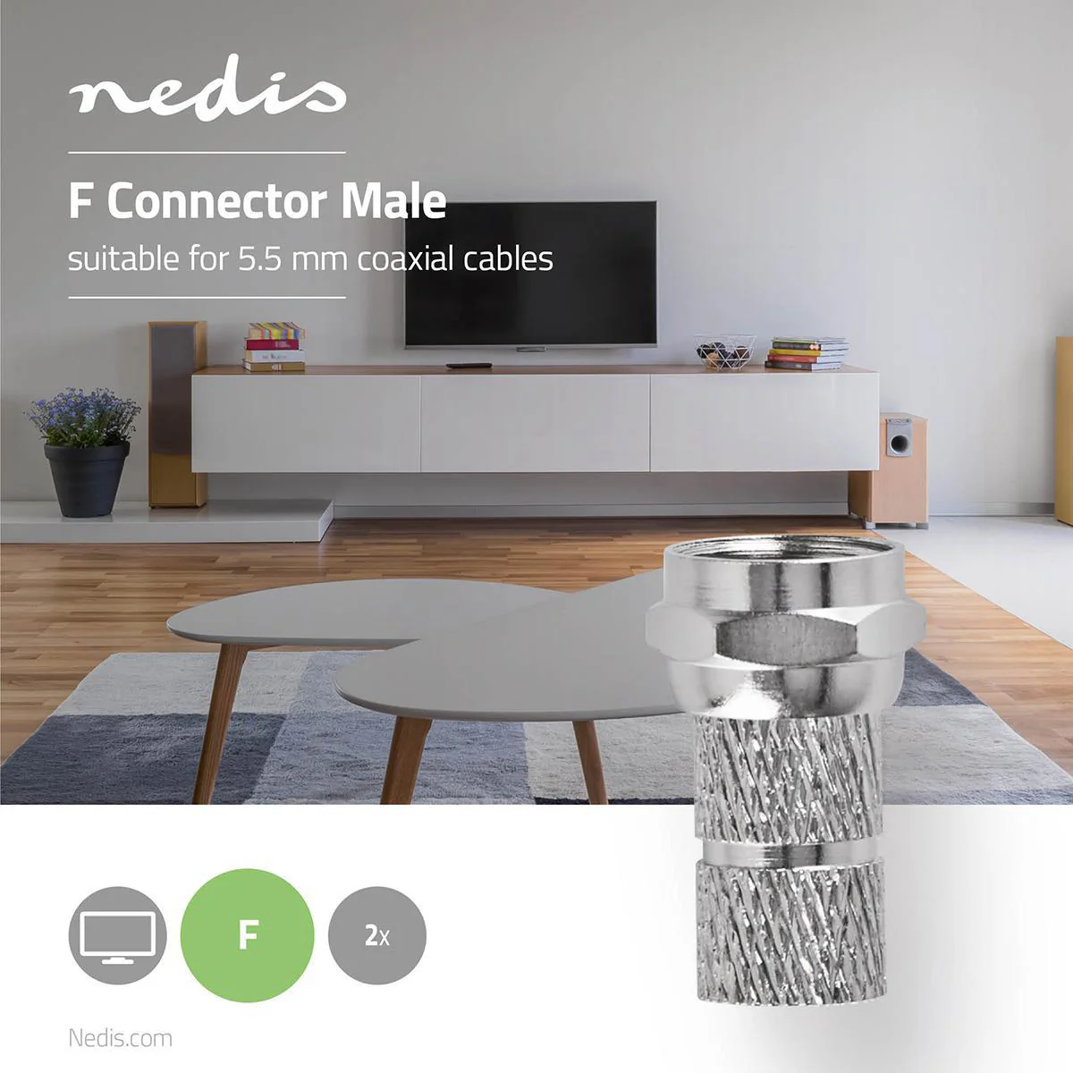 F-Connector Recht - Male - Verguld - Image 7