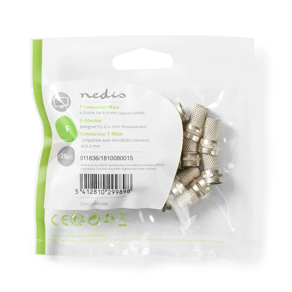 F-Connector Recht - Male - Vernikkeld - Image 7