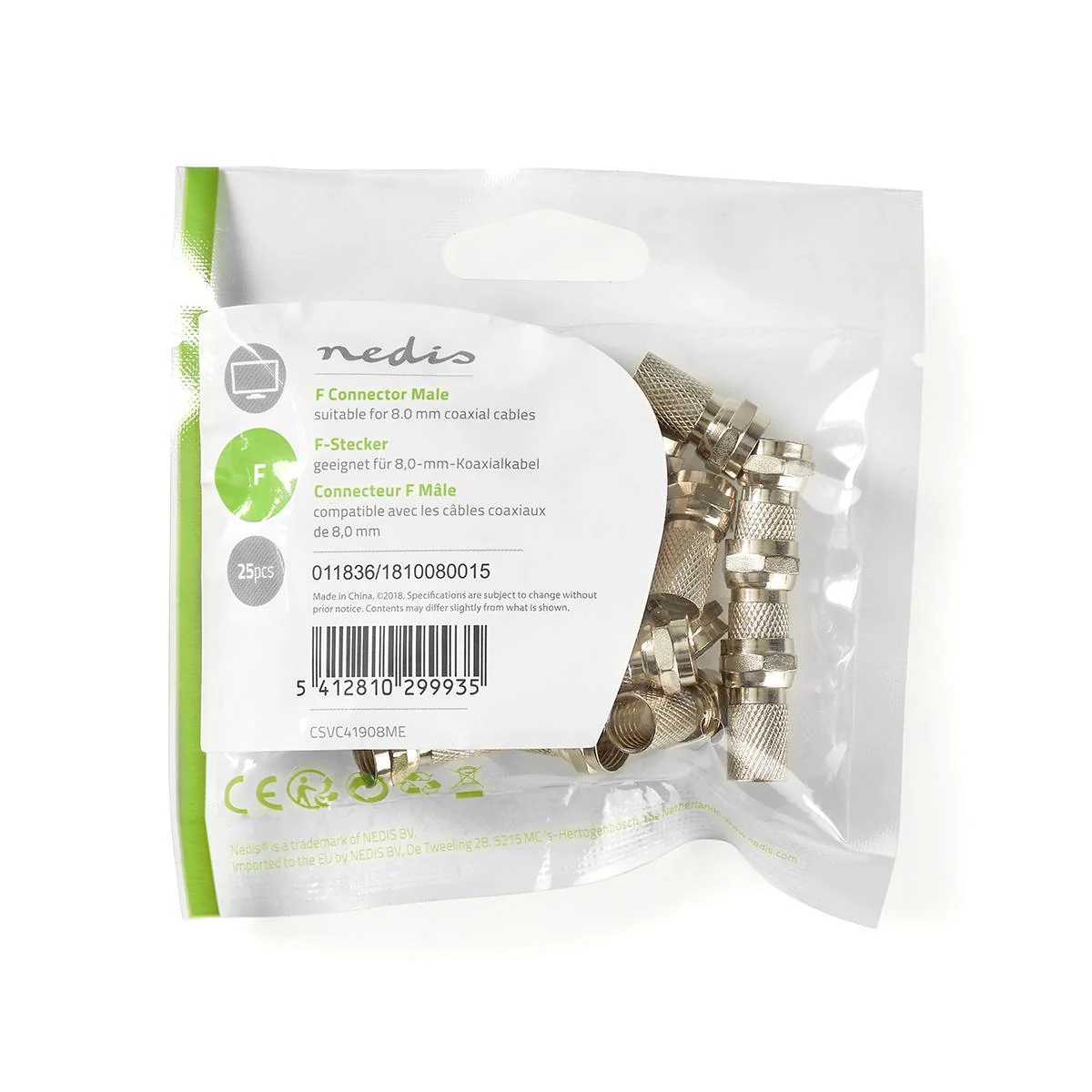 F-Connector Recht - Male - Vernikkeld - Image 8