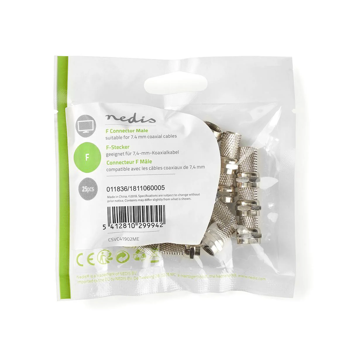 F-Connector Recht - Male - Vernikkeld - Image 9