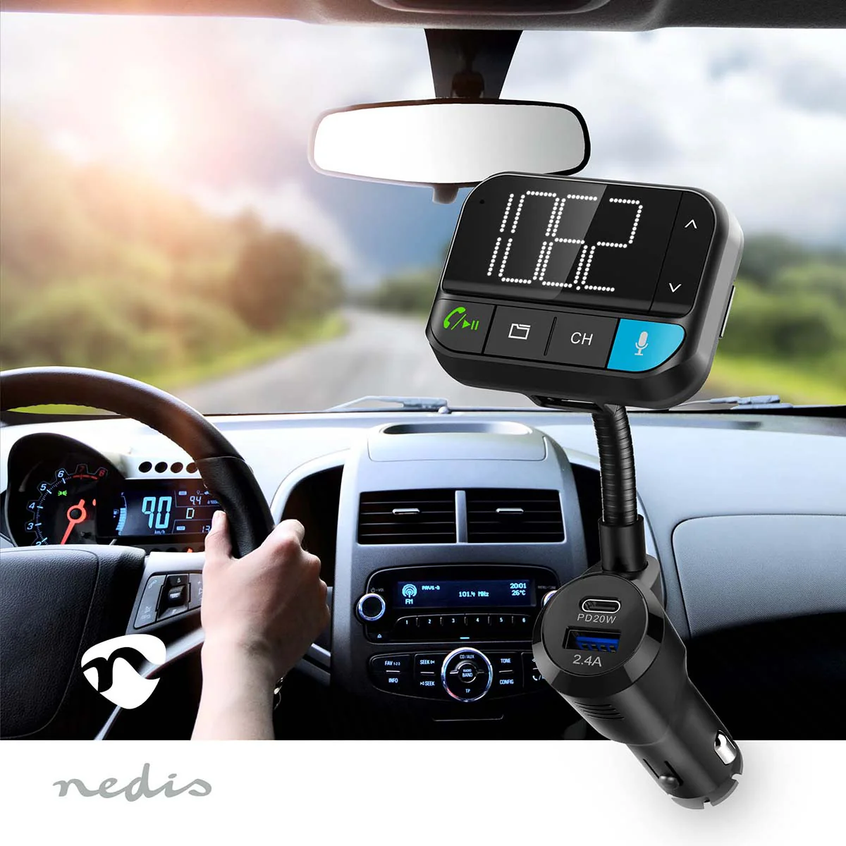 FM-Audiotransmitter voor Auto Zwanenhals - Handenvrij bellen / Luidsprekerfunctie - 2.00" - Image 4