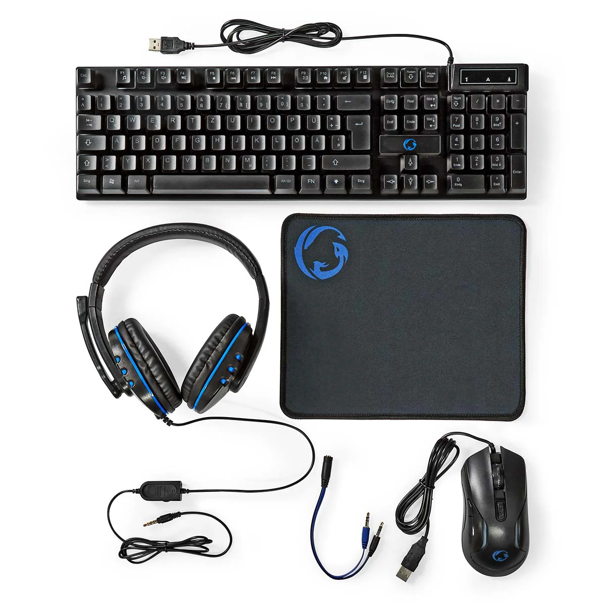 Gaming Combo Kit 5-in-1 - Toetsenbord, Koptelefoon, Muis en Muismat - Zwart - Image 13