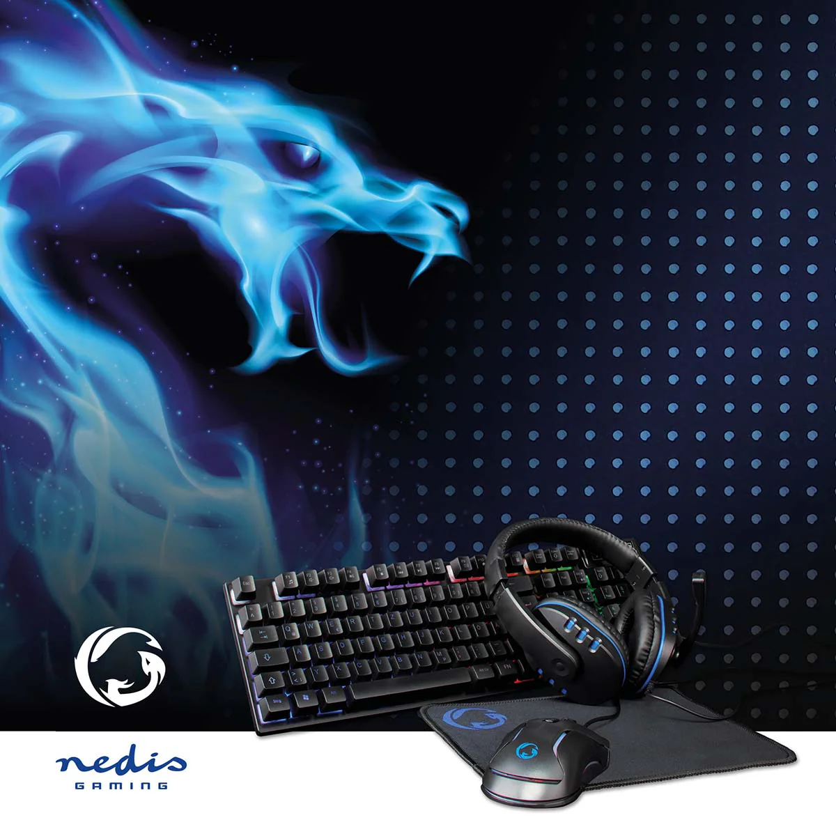 Gaming Combo Kit 5-in-1 - Toetsenbord, Koptelefoon, Muis en Muismat - Zwart - Image 9