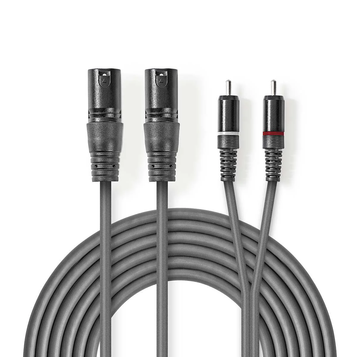 Gebalanceerde Audiokabel 2x XLR 3-Pins Male - 2x RCA Male - Vernikkeld
