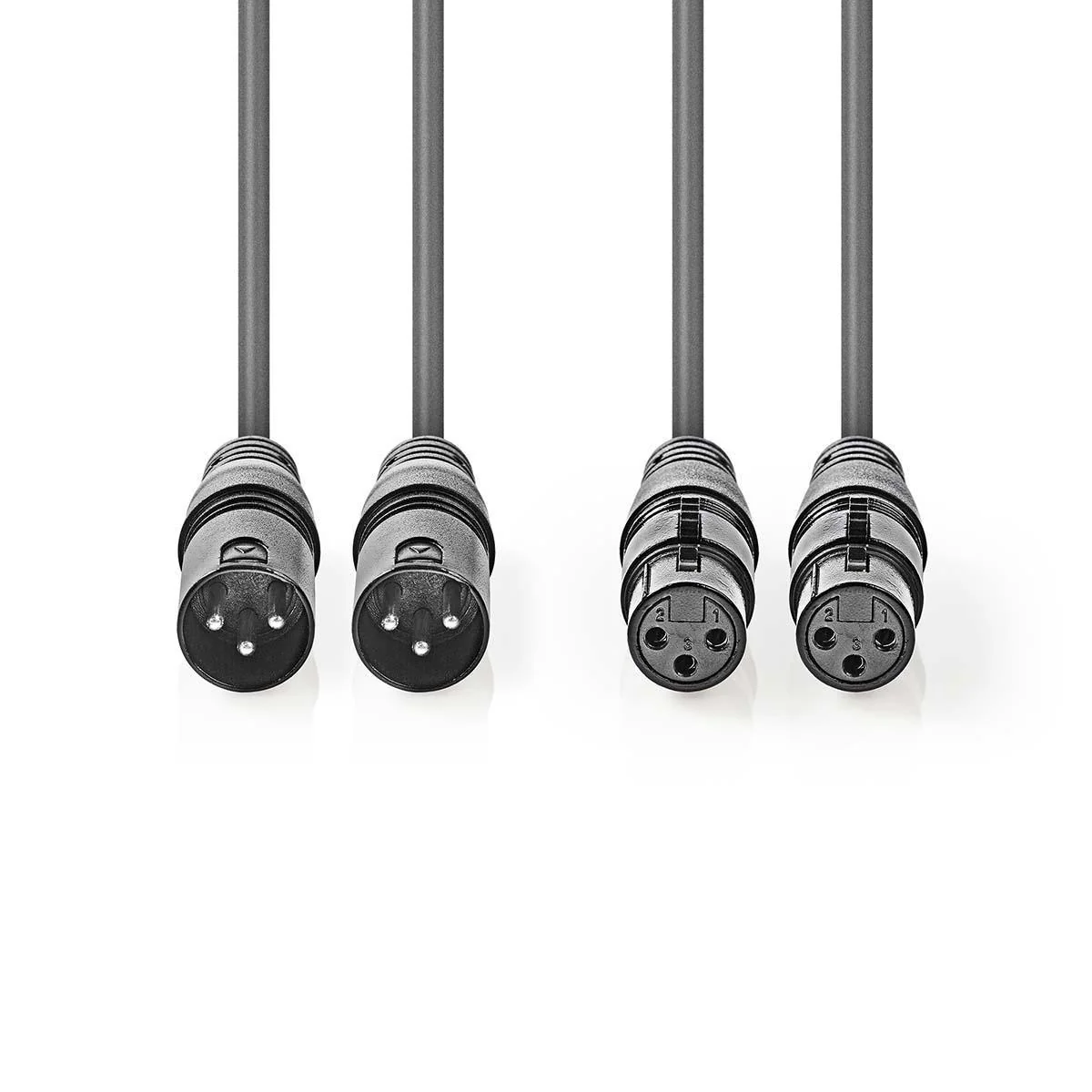 Gebalanceerde Audiokabel 2x XLR 3-Pins Male - 2x XLR 3-Pins Female - Vernikkeld - Image 2
