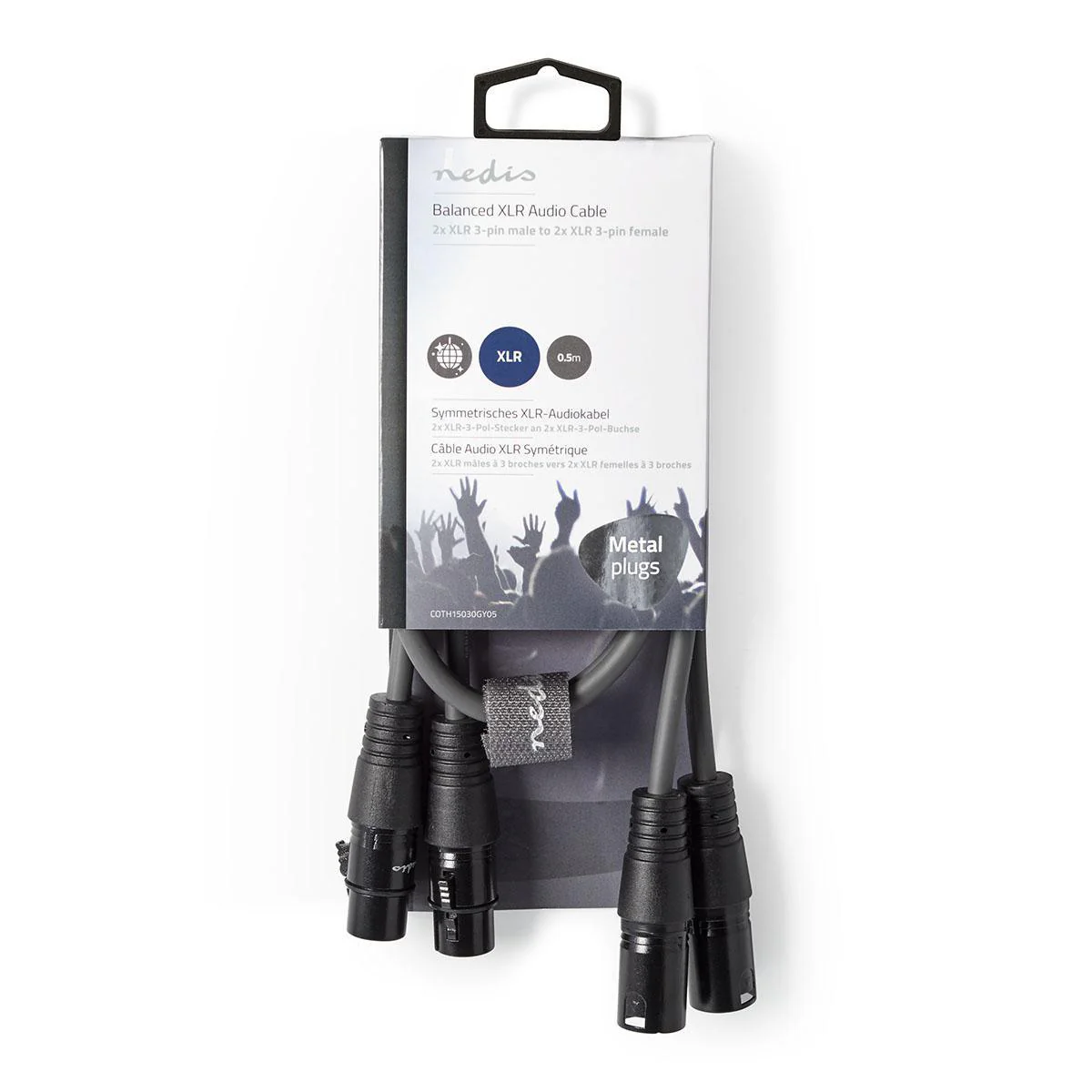 Gebalanceerde Audiokabel 2x XLR 3-Pins Male - 2x XLR 3-Pins Female - Vernikkeld - Image 3