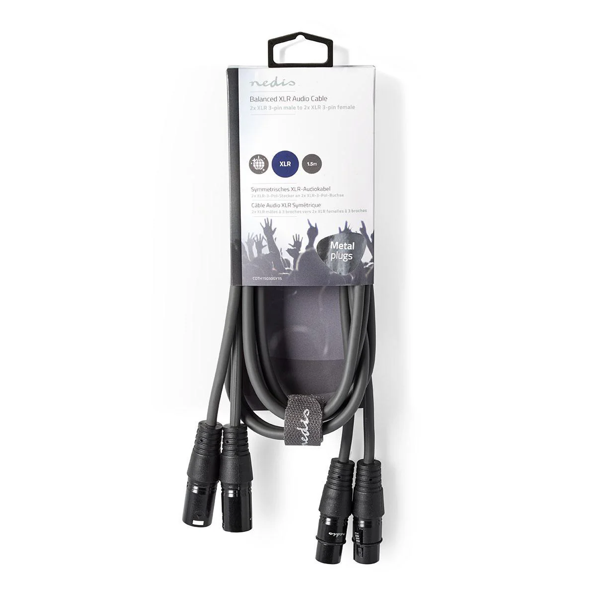 Gebalanceerde Audiokabel 2x XLR 3-Pins Male - 2x XLR 3-Pins Female - Vernikkeld - Image 4