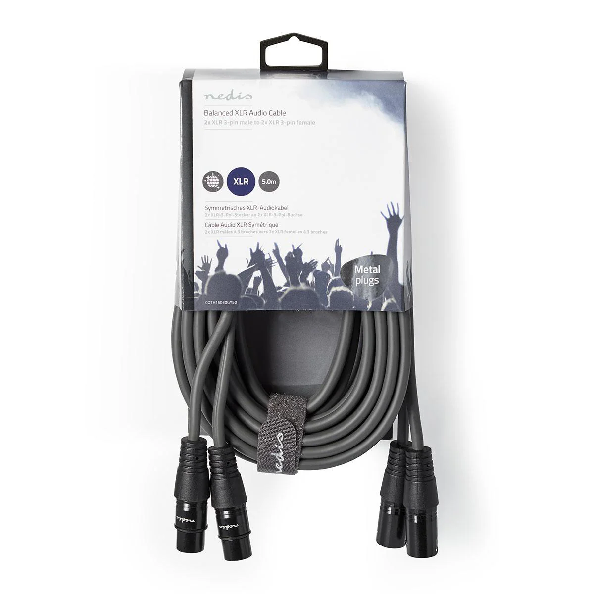 Gebalanceerde Audiokabel 2x XLR 3-Pins Male - 2x XLR 3-Pins Female - Vernikkeld - Image 5