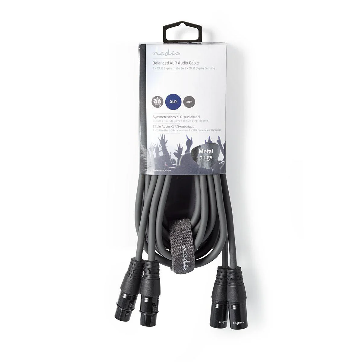 Gebalanceerde Audiokabel 2x XLR 3-Pins Male - 2x XLR 3-Pins Female - Vernikkeld - Image 6