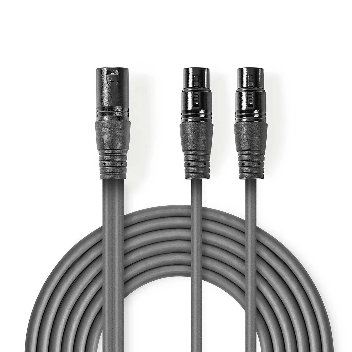 Gebalanceerde Audiokabel XLR 3-Pins Male - 2x XLR 3-Pins Female - Vernikkeld