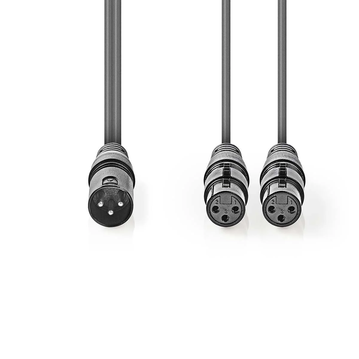 Gebalanceerde Audiokabel XLR 3-Pins Male - 2x XLR 3-Pins Female - Vernikkeld - Image 2