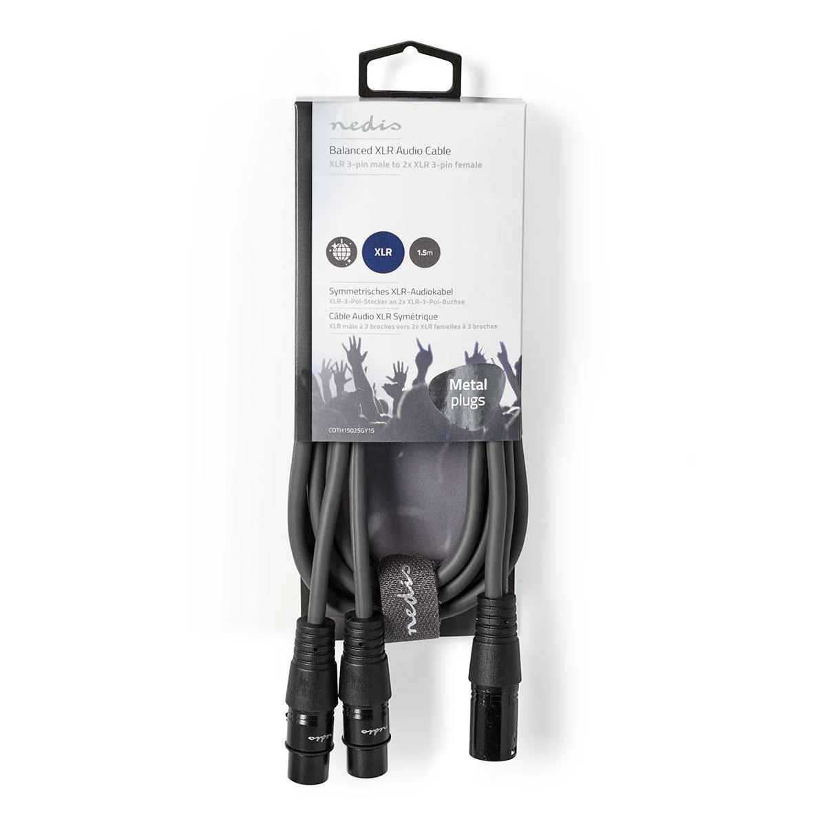 Gebalanceerde Audiokabel XLR 3-Pins Male - 2x XLR 3-Pins Female - Vernikkeld - Image 3
