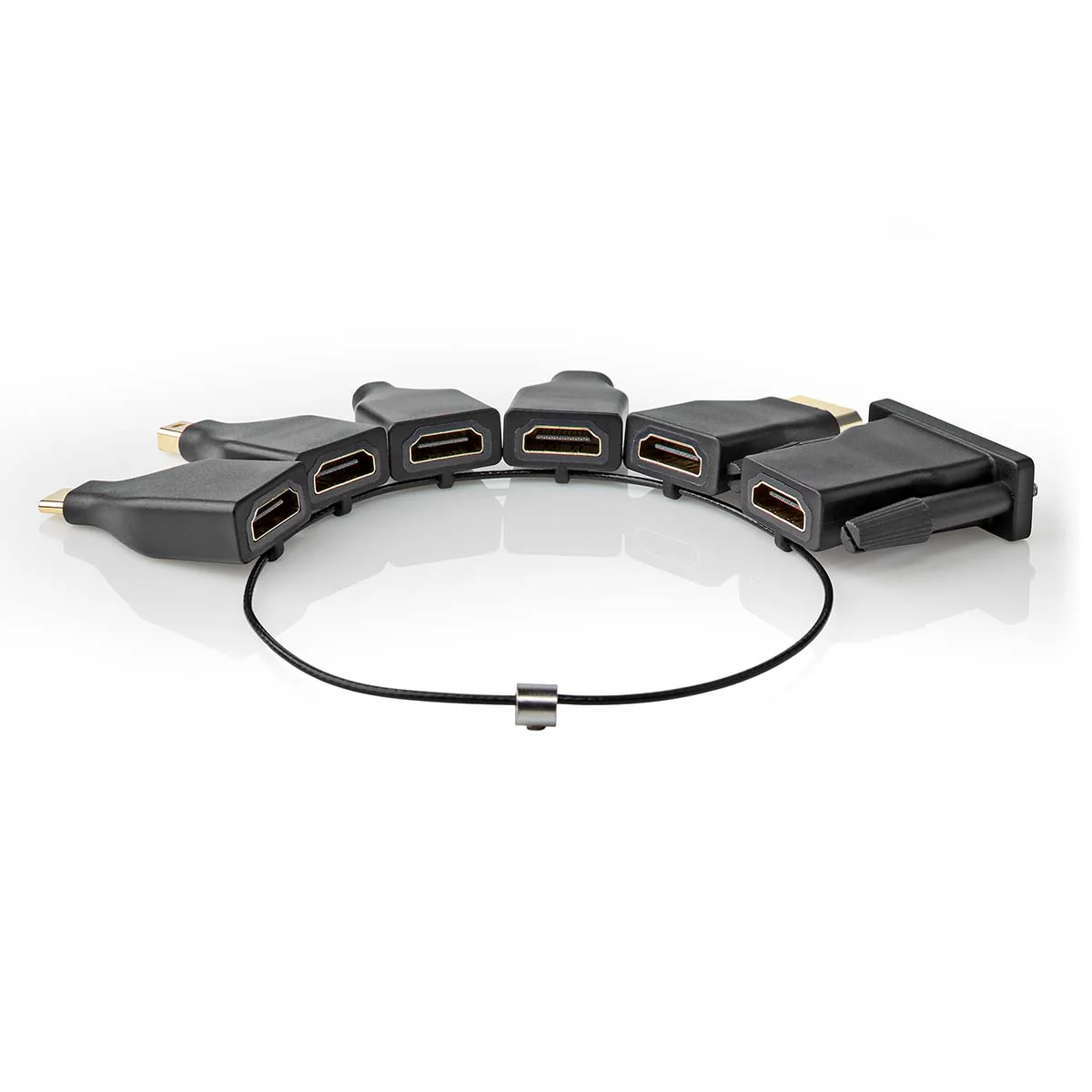 HDMI™-Adapter DisplayPort Male / DVI-D 24+1-Pins Male / HDMI™ Micro-Connector / HDMI™ Mini-Connector / Mini-DisplayPort Male / USB-C™ Male - HDMI™ Output - Verguld - Image 2