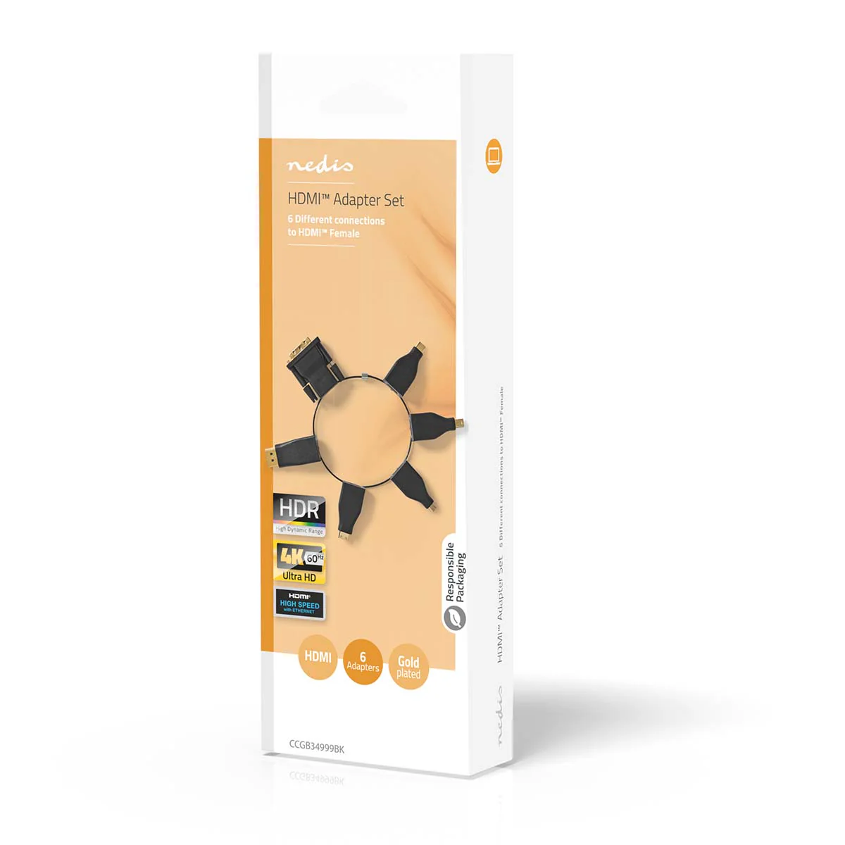 HDMI™-Adapter DisplayPort Male / DVI-D 24+1-Pins Male / HDMI™ Micro-Connector / HDMI™ Mini-Connector / Mini-DisplayPort Male / USB-C™ Male - HDMI™ Output - Verguld - Image 5