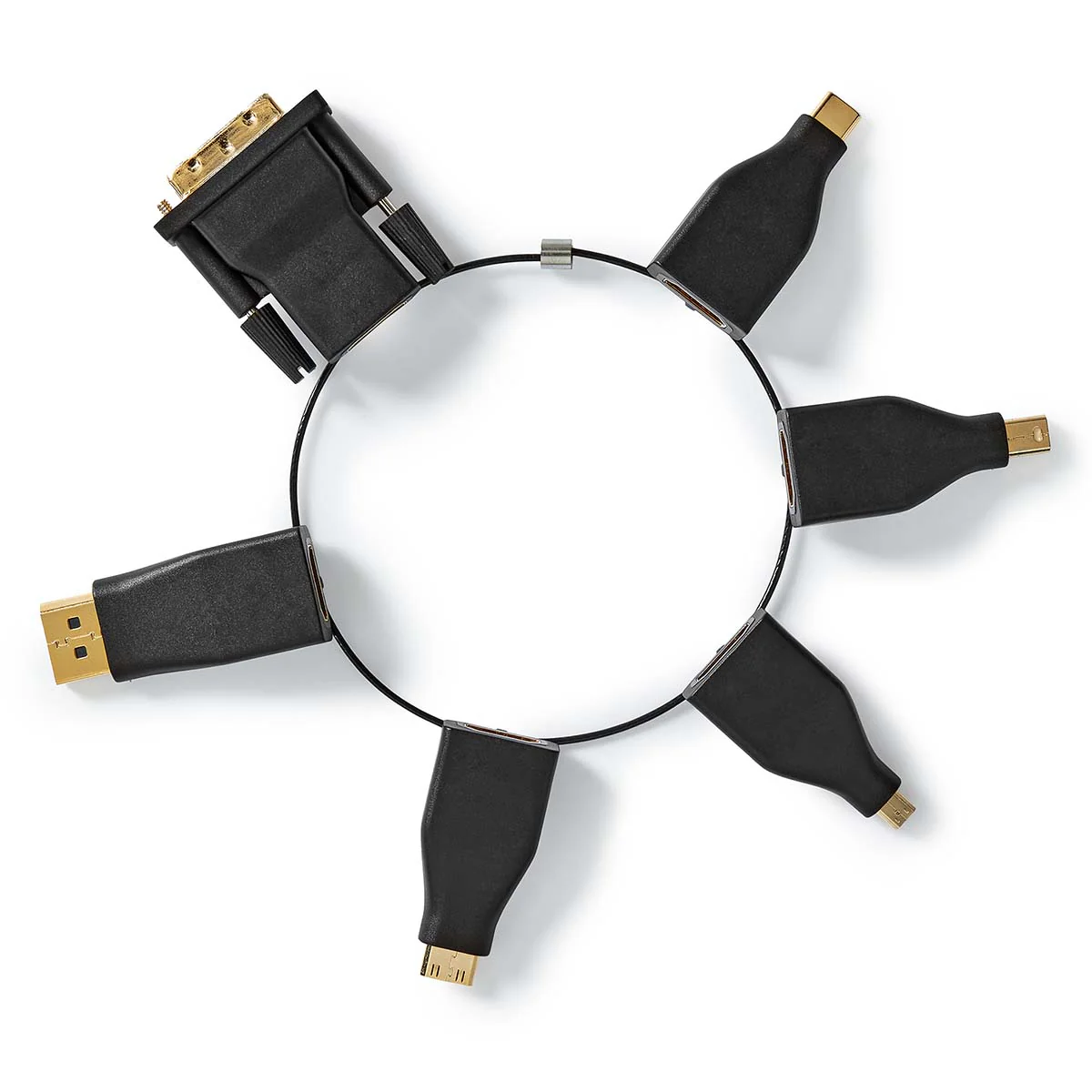 HDMI™-Adapter DisplayPort Male / DVI-D 24+1-Pins Male / HDMI™ Micro-Connector / HDMI™ Mini-Connector / Mini-DisplayPort Male / USB-C™ Male - HDMI™ Output - Verguld - Image 7