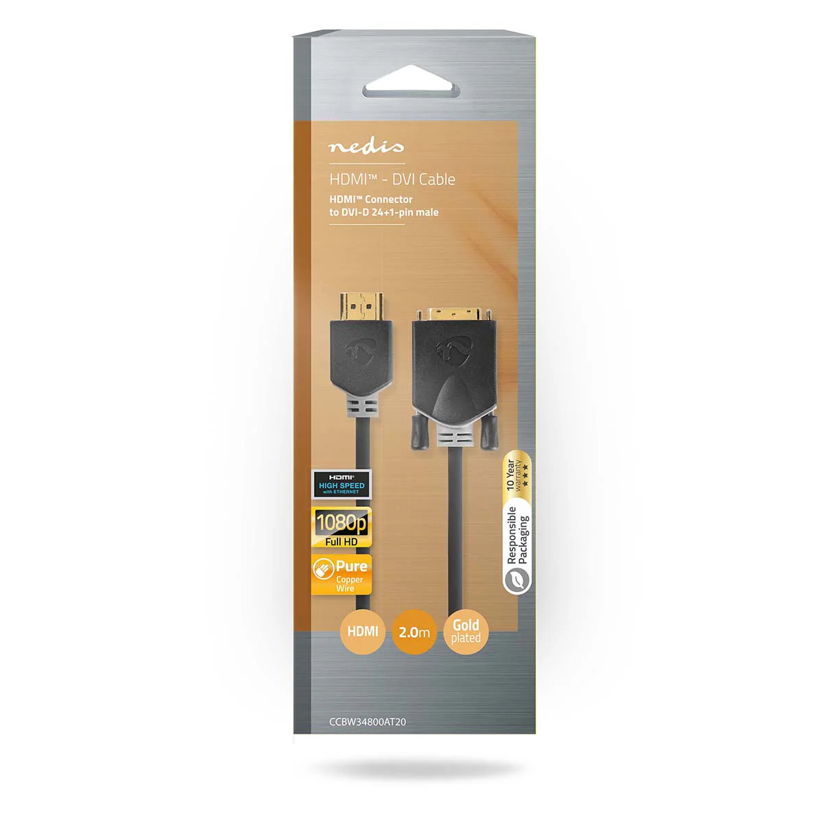 HDMI™ Kabel HDMI™ Connector - DVI-D 24+1-Pins Male - 1080p - Image 3