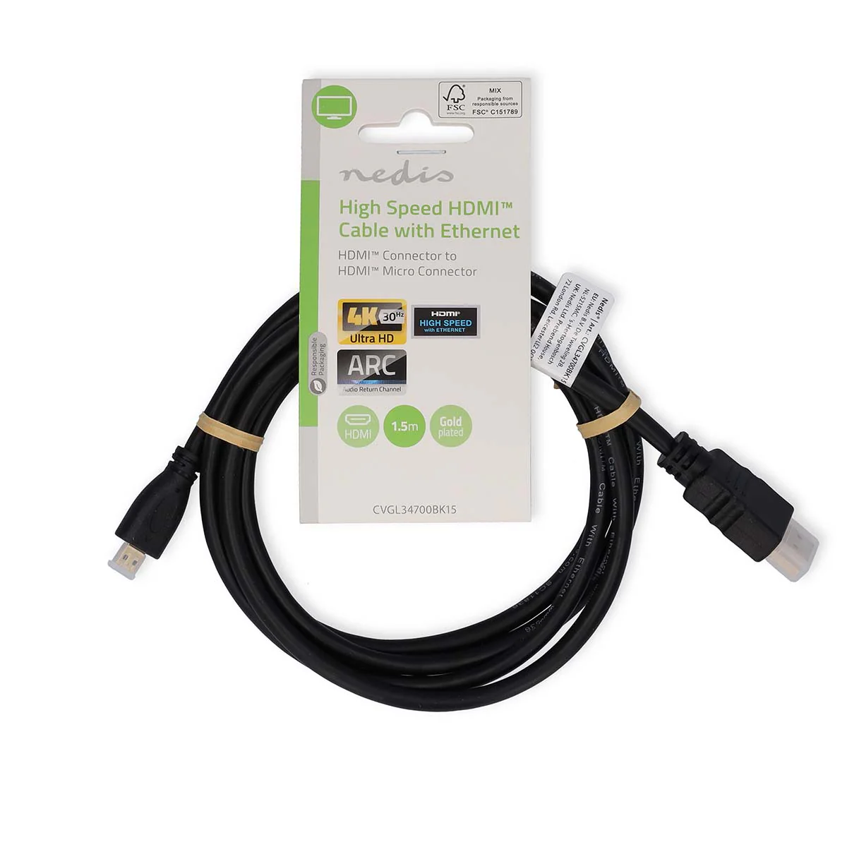 High Speed HDMI™-Kabel met Ethernet HDMI™ Connector - HDMI™ Micro-Connector - 4K@30Hz - Image 3
