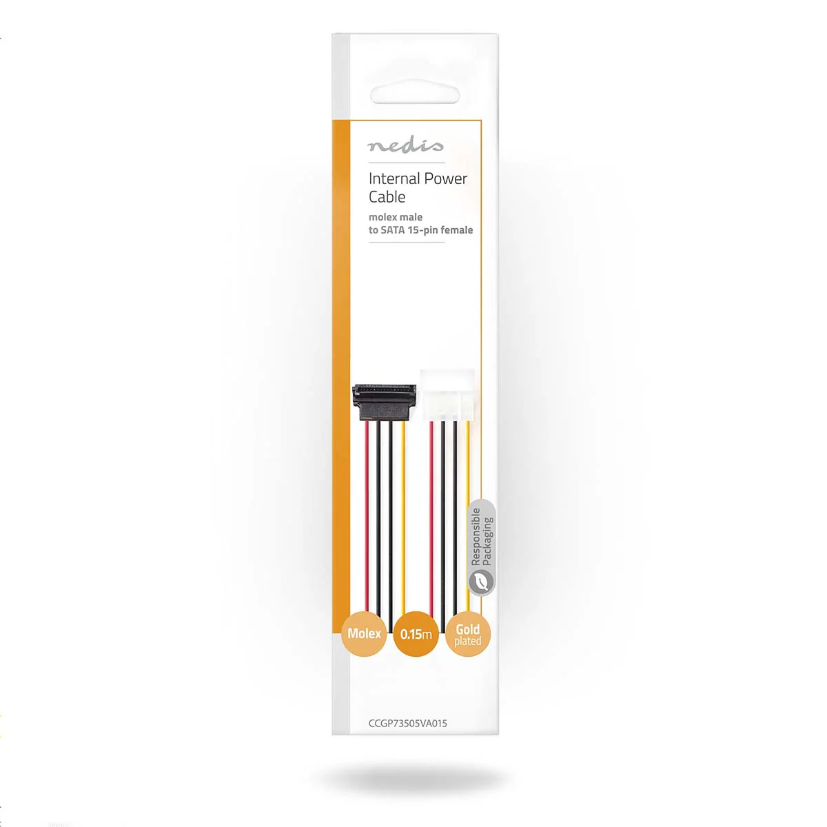 Interne Voedingskabel Molex Male - SATA 15-Pins Female - Verguld - Image 3