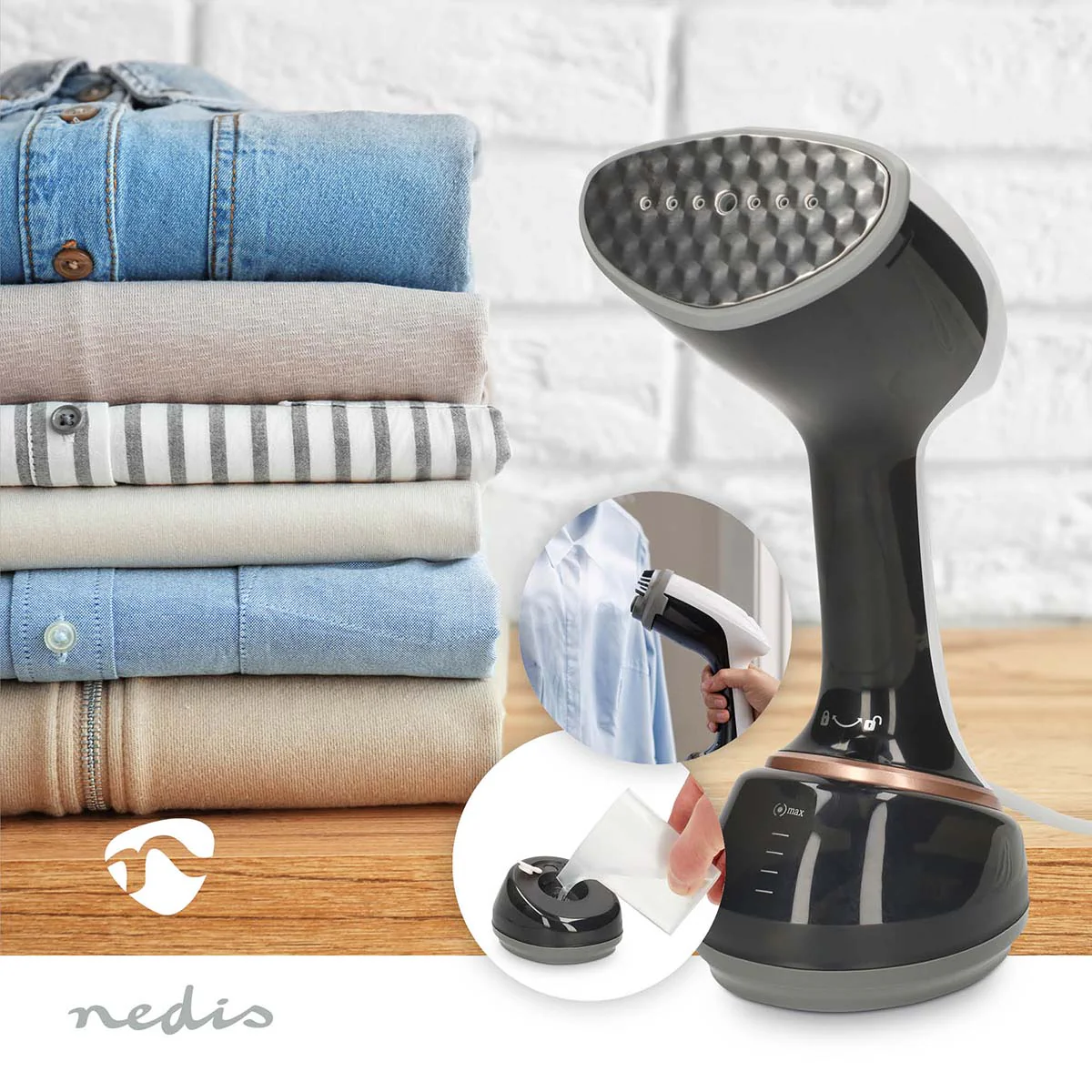 Nedis HHGS500 - Handheld kledingstomer - Compacte en krachtige kledingstomer voor op reis en thuis - 1700 W - 370 ml - Zwart/Wit - Image 11