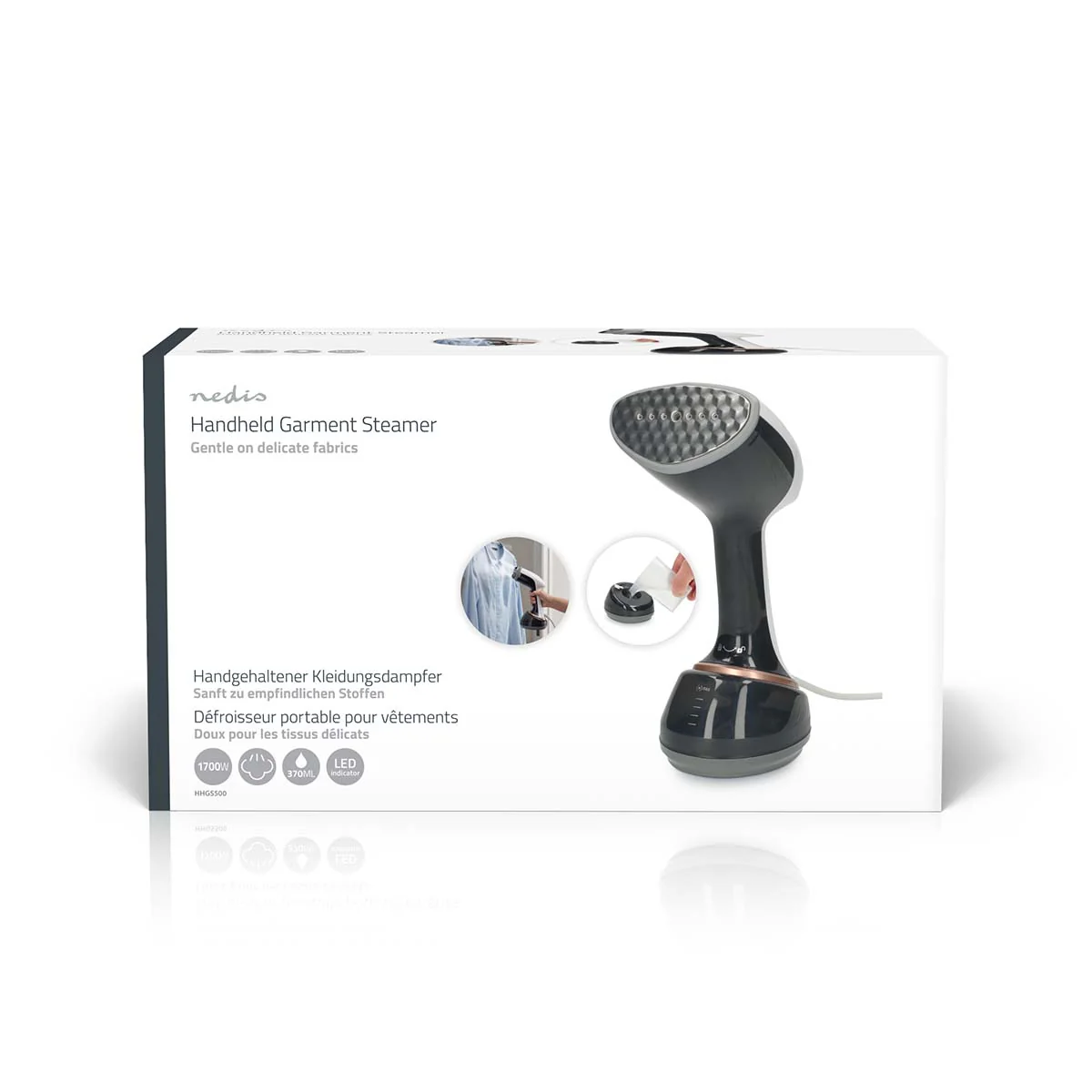 Nedis HHGS500 - Handheld kledingstomer - Compacte en krachtige kledingstomer voor op reis en thuis - 1700 W - 370 ml - Zwart/Wit - Image 12