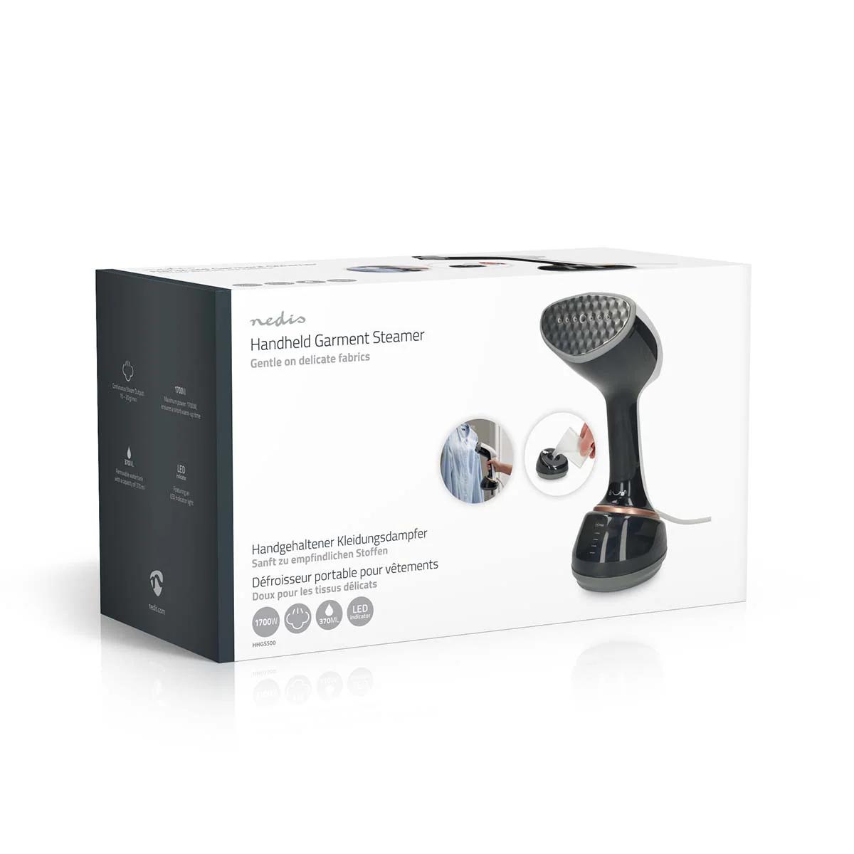 Nedis HHGS500 - Handheld kledingstomer - Compacte en krachtige kledingstomer voor op reis en thuis - 1700 W - 370 ml - Zwart/Wit - Image 14