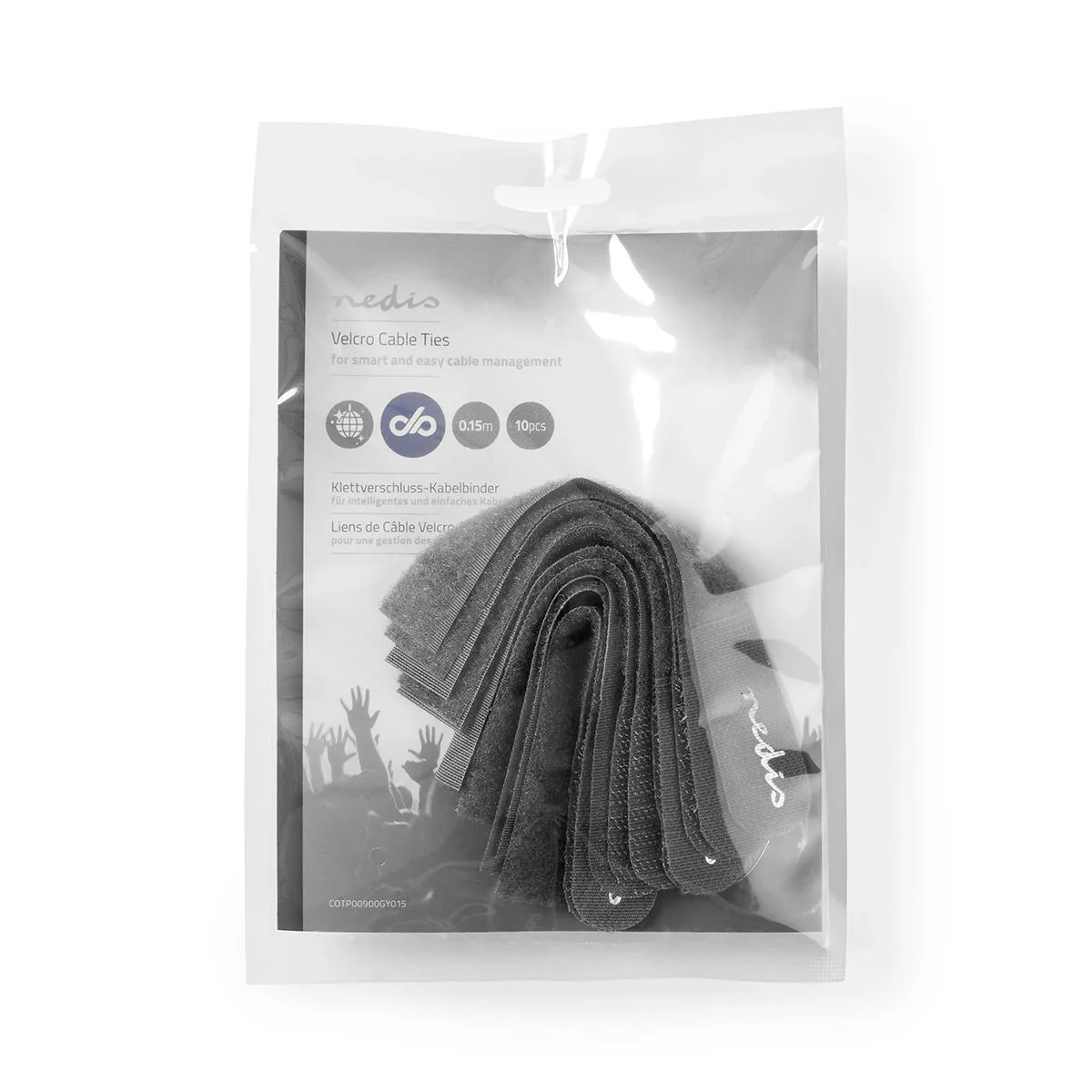 Klittenband Kabelbinder Polybag - Grijs - 10 Stuks - Image 3