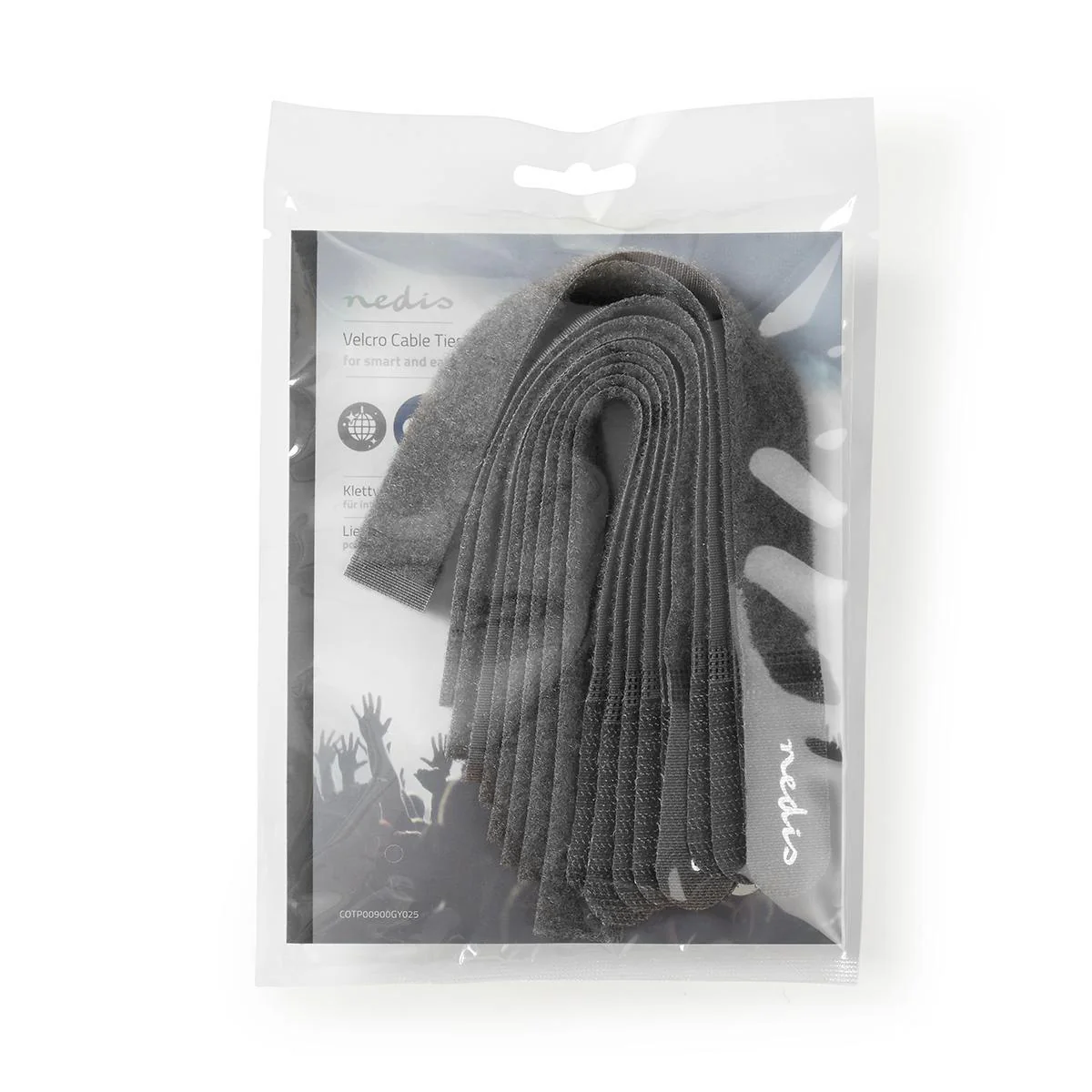 Klittenband Kabelbinder Polybag - Grijs - 10 Stuks - Image 5