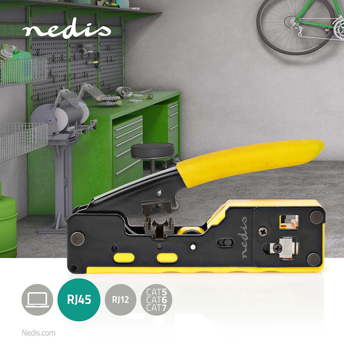 Krimptang CAT5 / CAT5e / CAT6 / CAT6a / CAT7 / RJ12 / RJ45 - Snijden / Strippen / Tang - Rubberen / Staal - Image 7