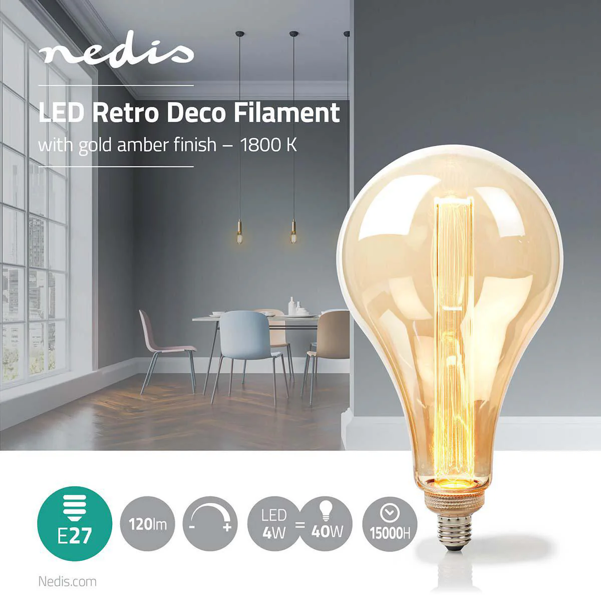 LED-Filamentlamp E27 PS165 - 3.5W - 120 lm - Image 6