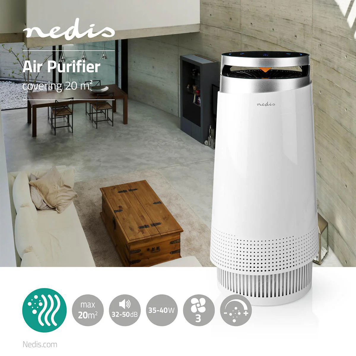Luchtreiniger Geschikt voor ruimtes tot: 20 m² - Clean Air Delivery Rate (CADR): 130 m³/h - Luchtkwaliteitsindicator - Image 5