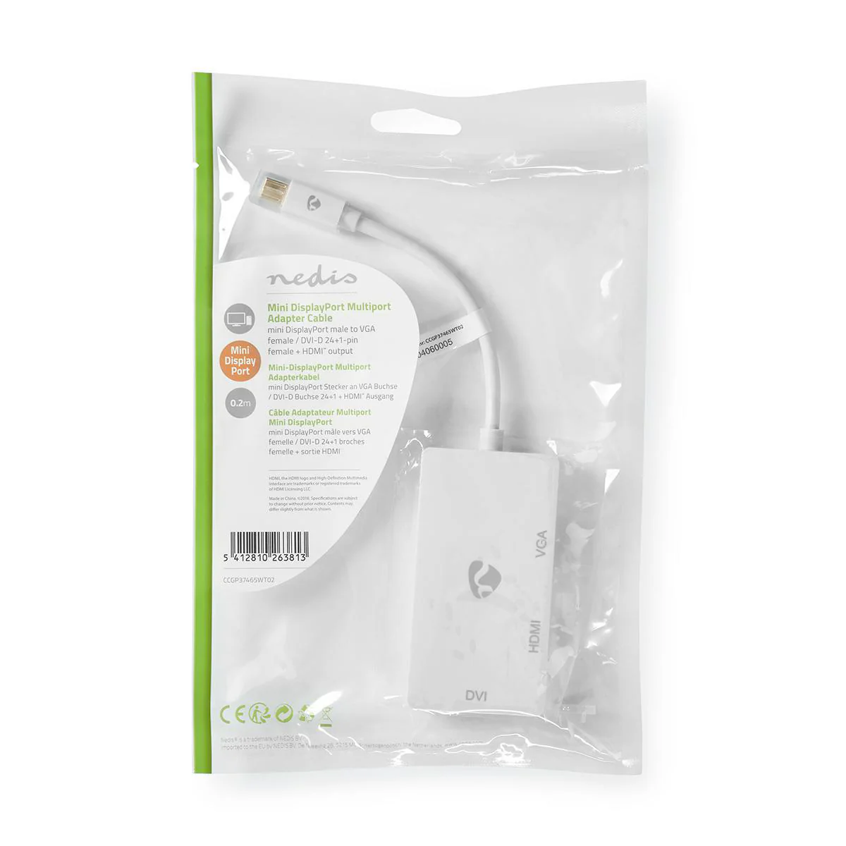 Mini DisplayPort-Kabel DisplayPort 1.2 - Mini-DisplayPort Male - DVI-D 24+1-Pins Female / HDMI™ Input / VGA Female 15p - Image 4