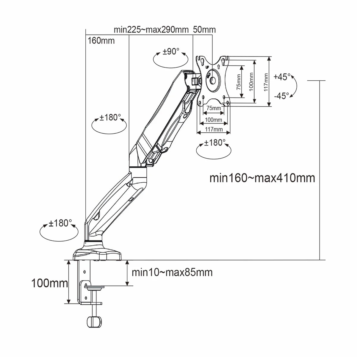 Monitorbeugel voor Bureaus Gasveer - 1 Scherm - 15 - 32" - Image 11
