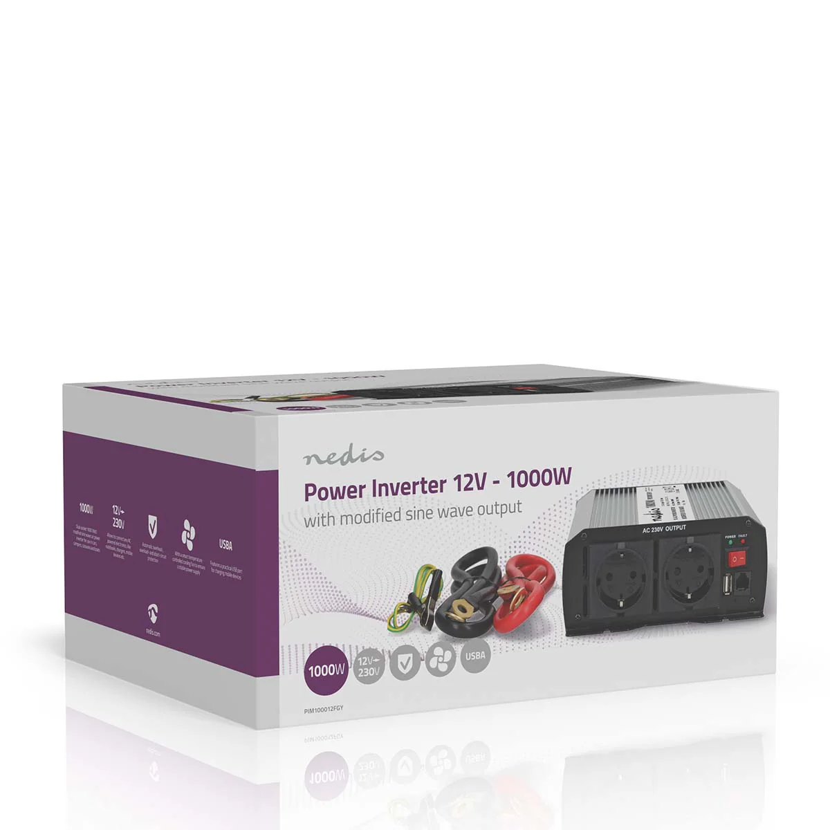 Omvormer Gemodificeerde Sinusgolf Apparaat stroomoutput: Type F (CEE 7/3) / USB-A - 230 V AC 50 Hz - 1000W - Image 11
